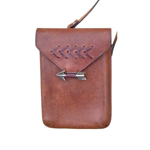 Montana West Leather Mini Crossbody Tobacco Brown Western Phone Bag - Picture 2 of 9